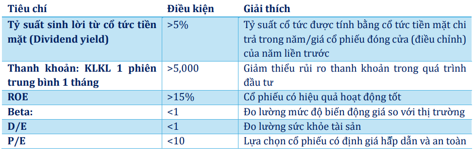danh mục đầu tư cổ tức 2025